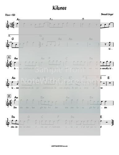 Kilunee Lead Sheet (Shmueli Ungar) Album: Single 2019-Sheet music-NoteWithGrace.com