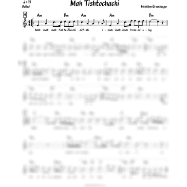 Mah Tishtoichachi Lead Sheet (Meshilem Greenberger)-Sheet music-NoteWithGrace.com