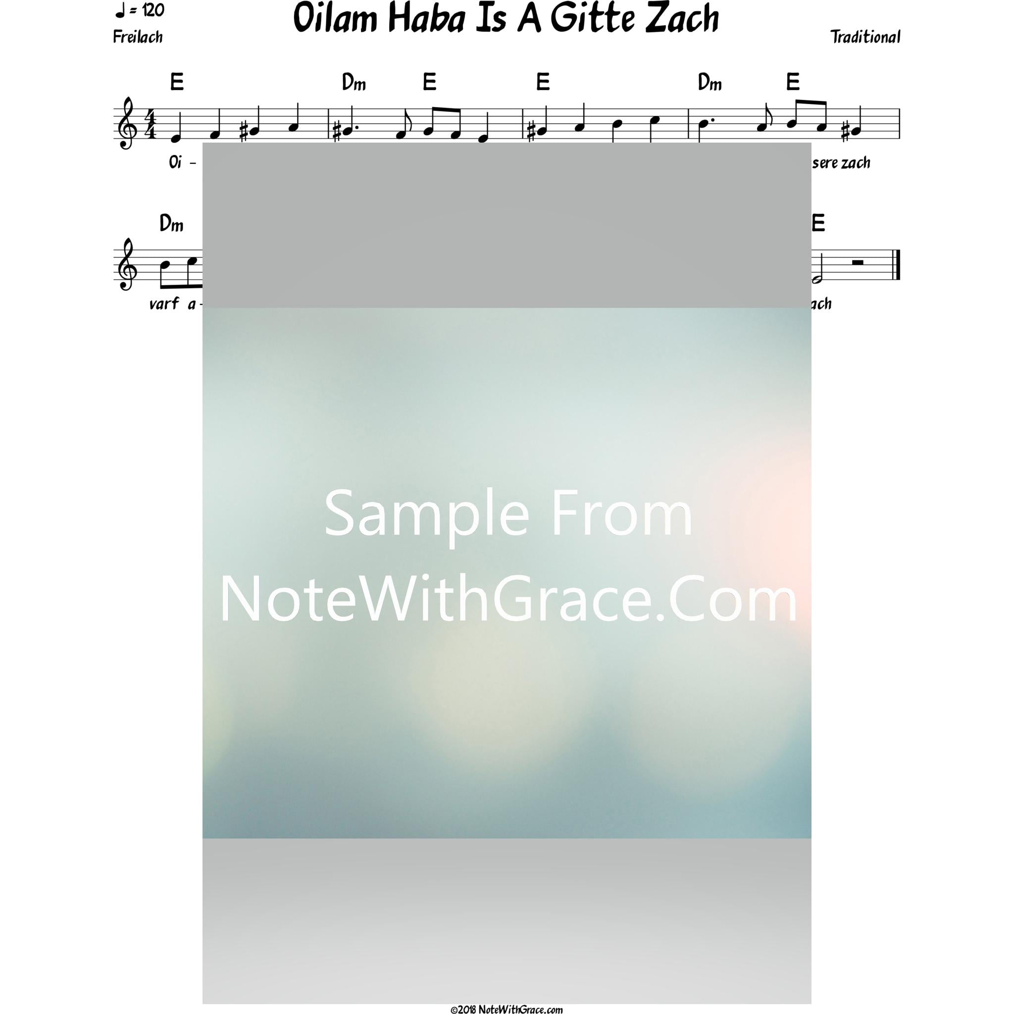 Oilam Haba Is A Gitte Zach Lead Sheet (Traditional)-Sheet music-NoteWithGrace.com