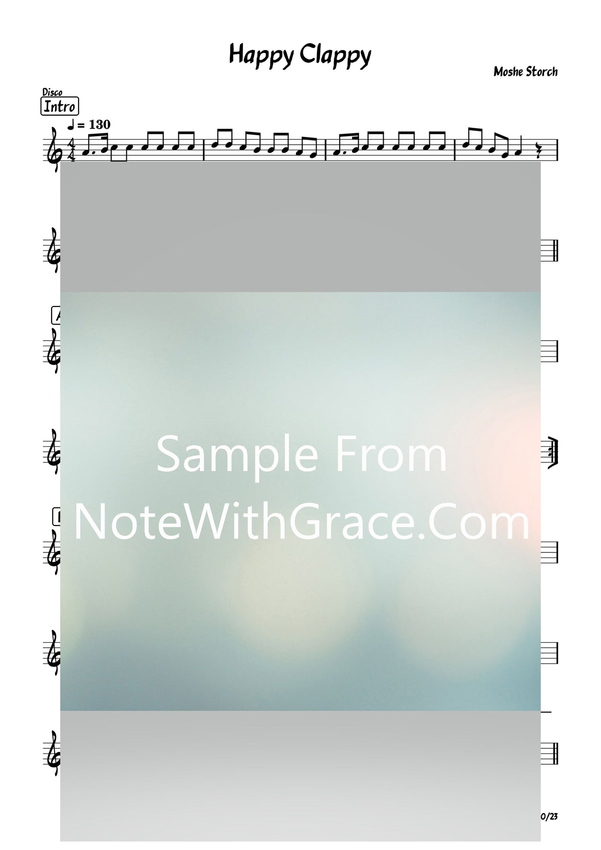 Happy Clappy Lead Sheet (Moshe Storch) Released: 2023 — NoteWithGrace.com