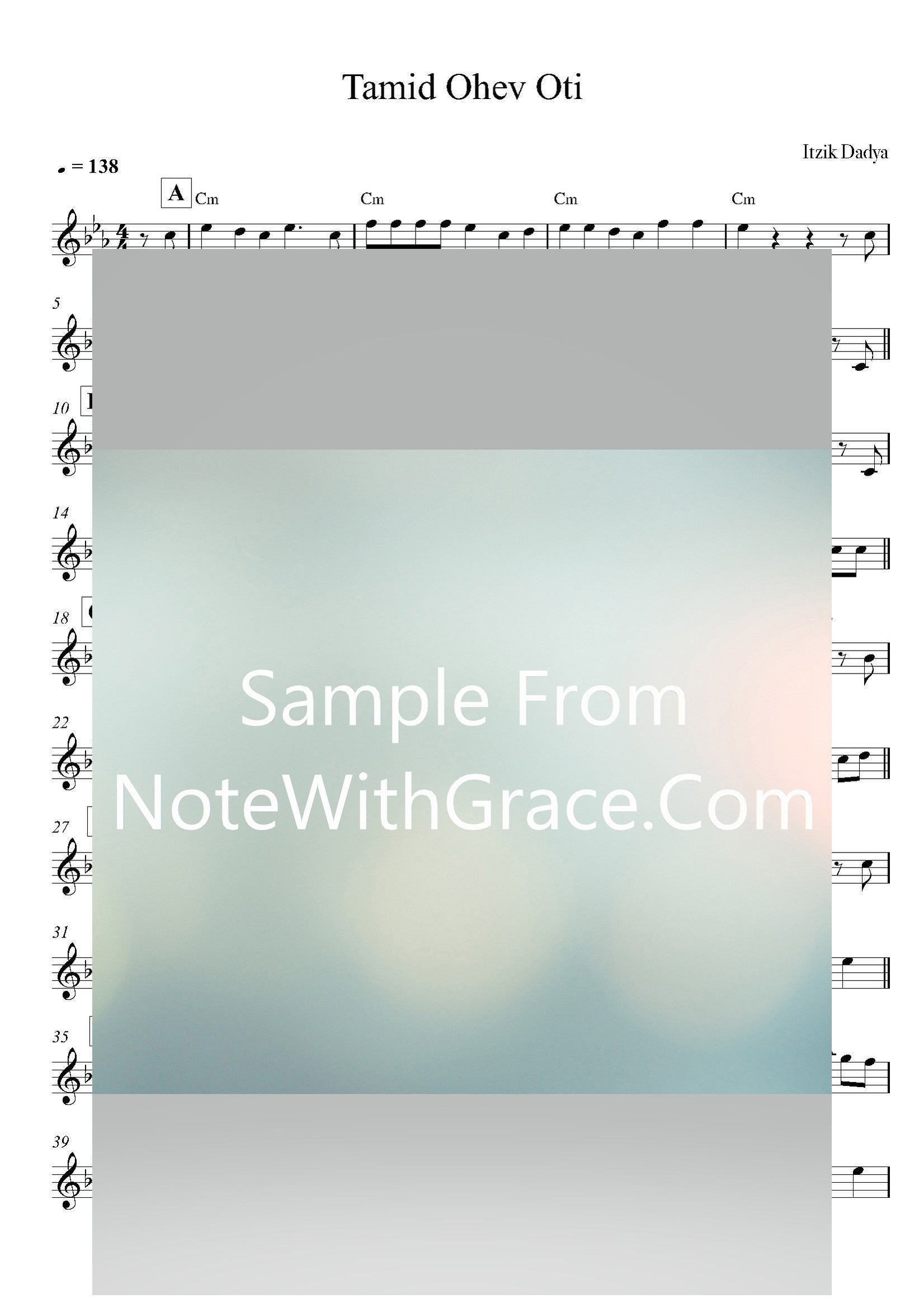 Itzik Dadya - Tamid Ohev Oti | איציק דדיה - תמיד אוהב אותי Lead Sheet Album: Single Released 2024-Sheet music-NoteWithGrace.com