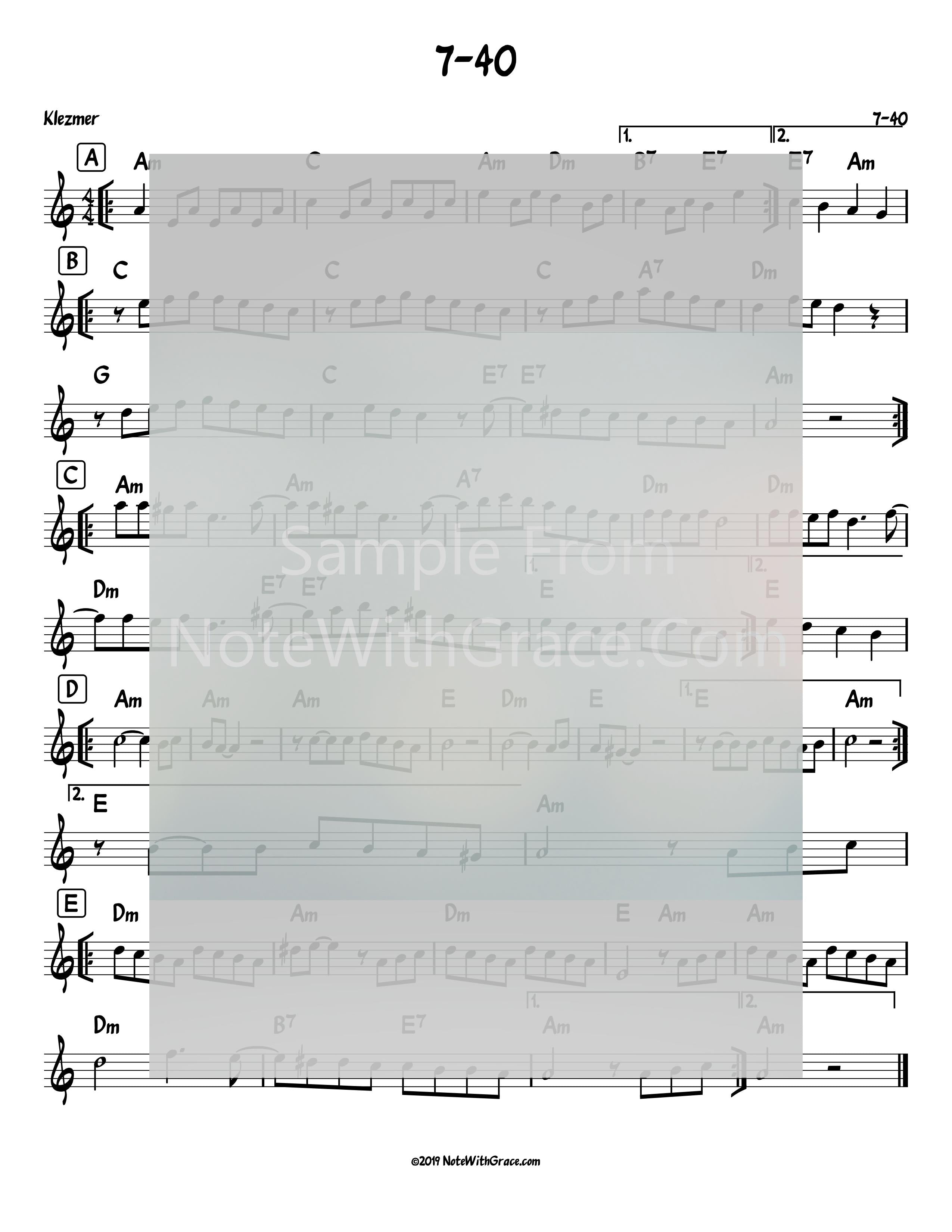 7-40 Klezmer-Sheet music-NoteWithGrace.com
