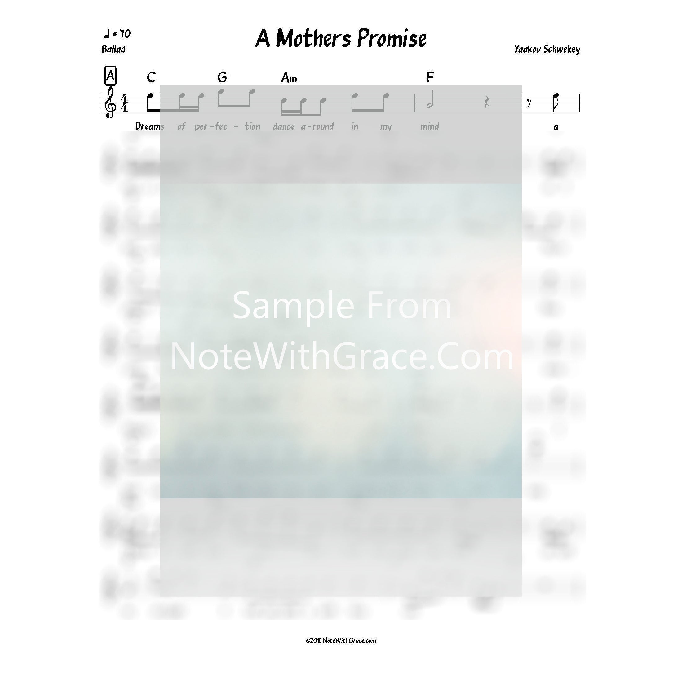 A Mothers Promise Lead Sheet (Yaakov Schwekey) Album: Musica-Sheet music-NoteWithGrace.com