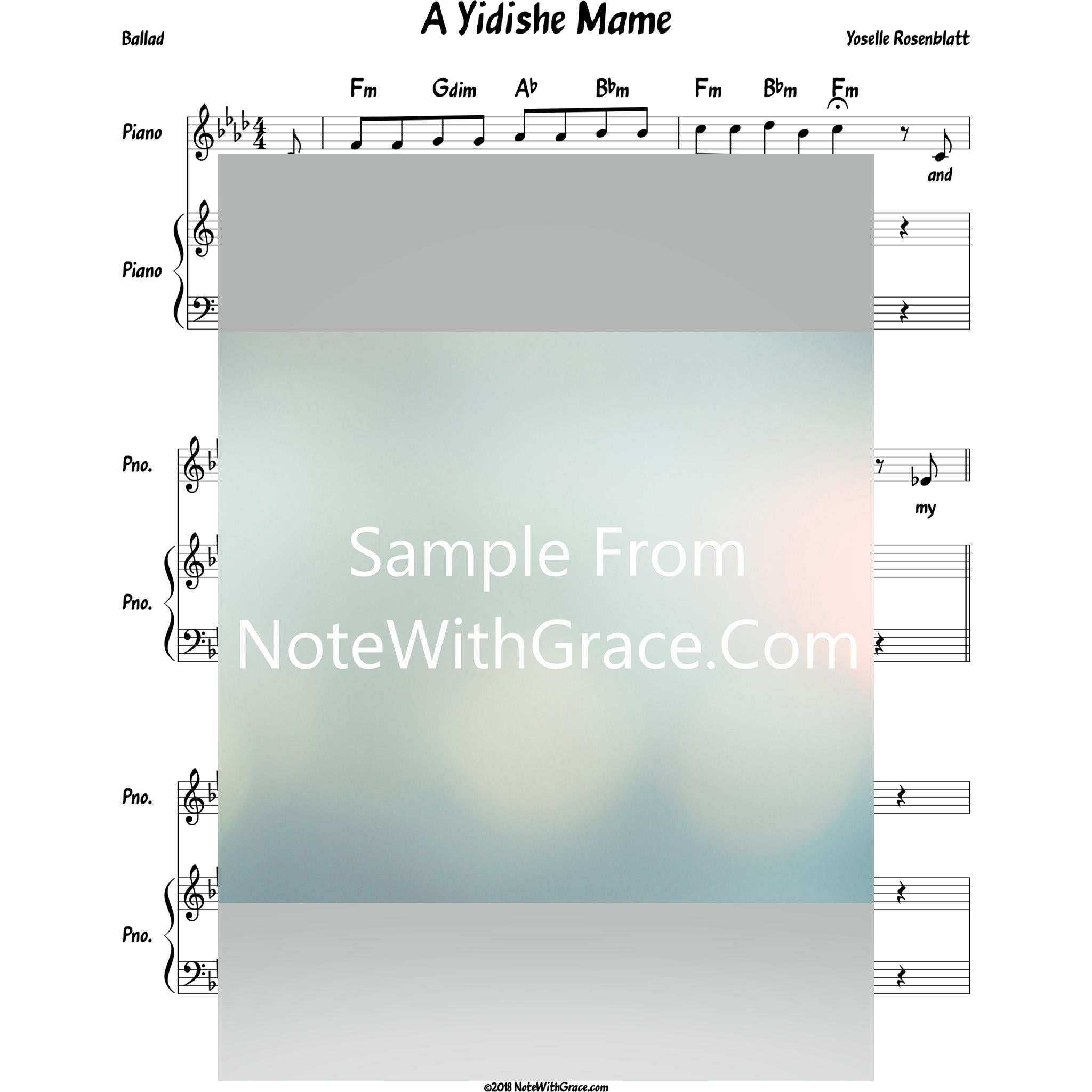 My Yidishe Mame Lead Sheet (Jack Ellen)-Sheet music-NoteWithGrace.com