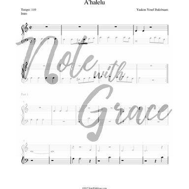 Ahalelu -Includes Simple Bass Clef (Skver)-Sheet music-NoteWithGrace.com