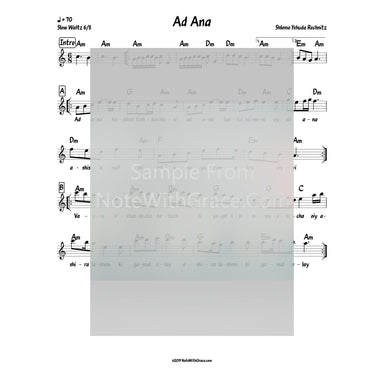 Ad Ana Lead Sheet (Shlomo Yehudah Rechnitz) Shir 2-Sheet music-NoteWithGrace.com