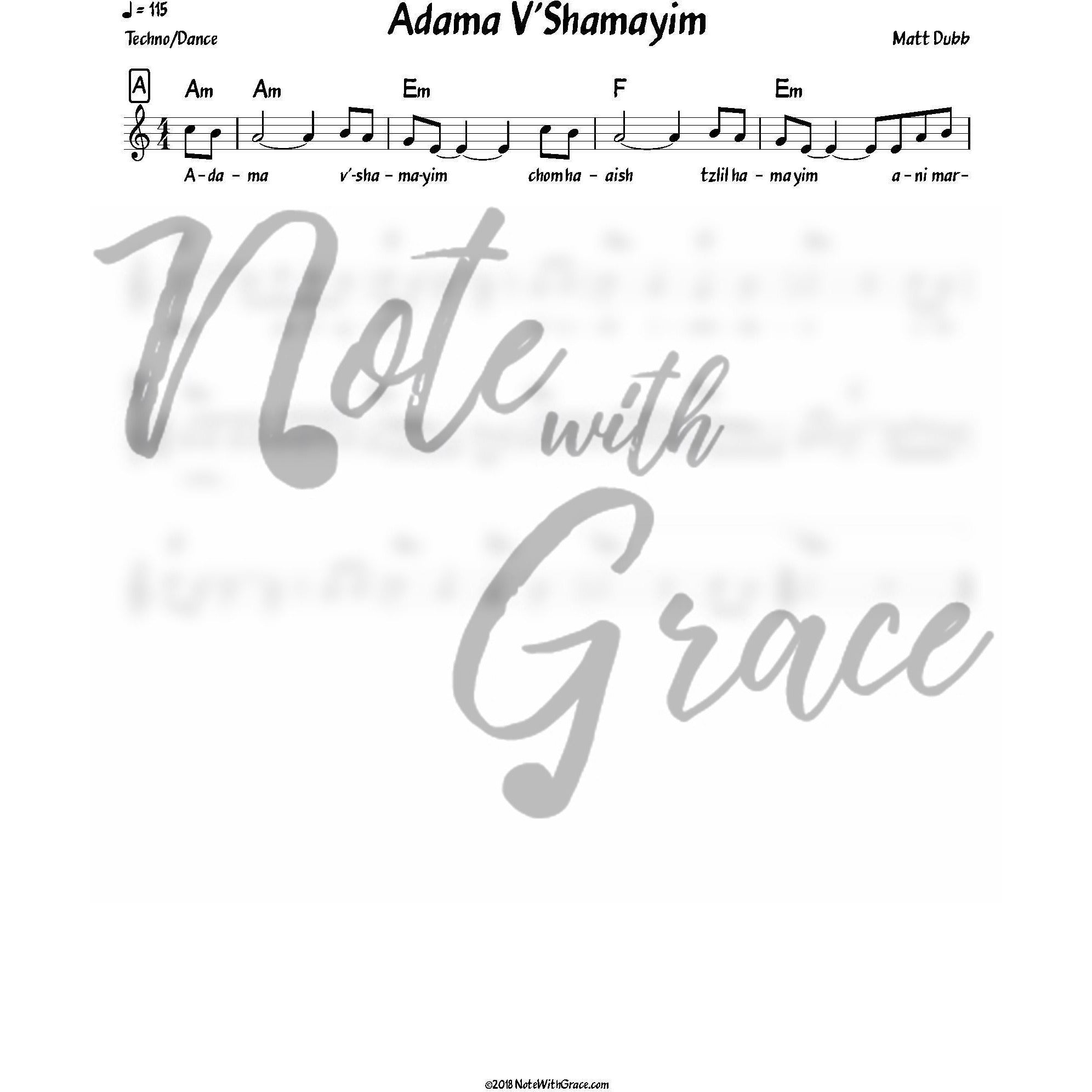 Adama Lead Sheet (Matt Dubb)-Sheet music-NoteWithGrace.com