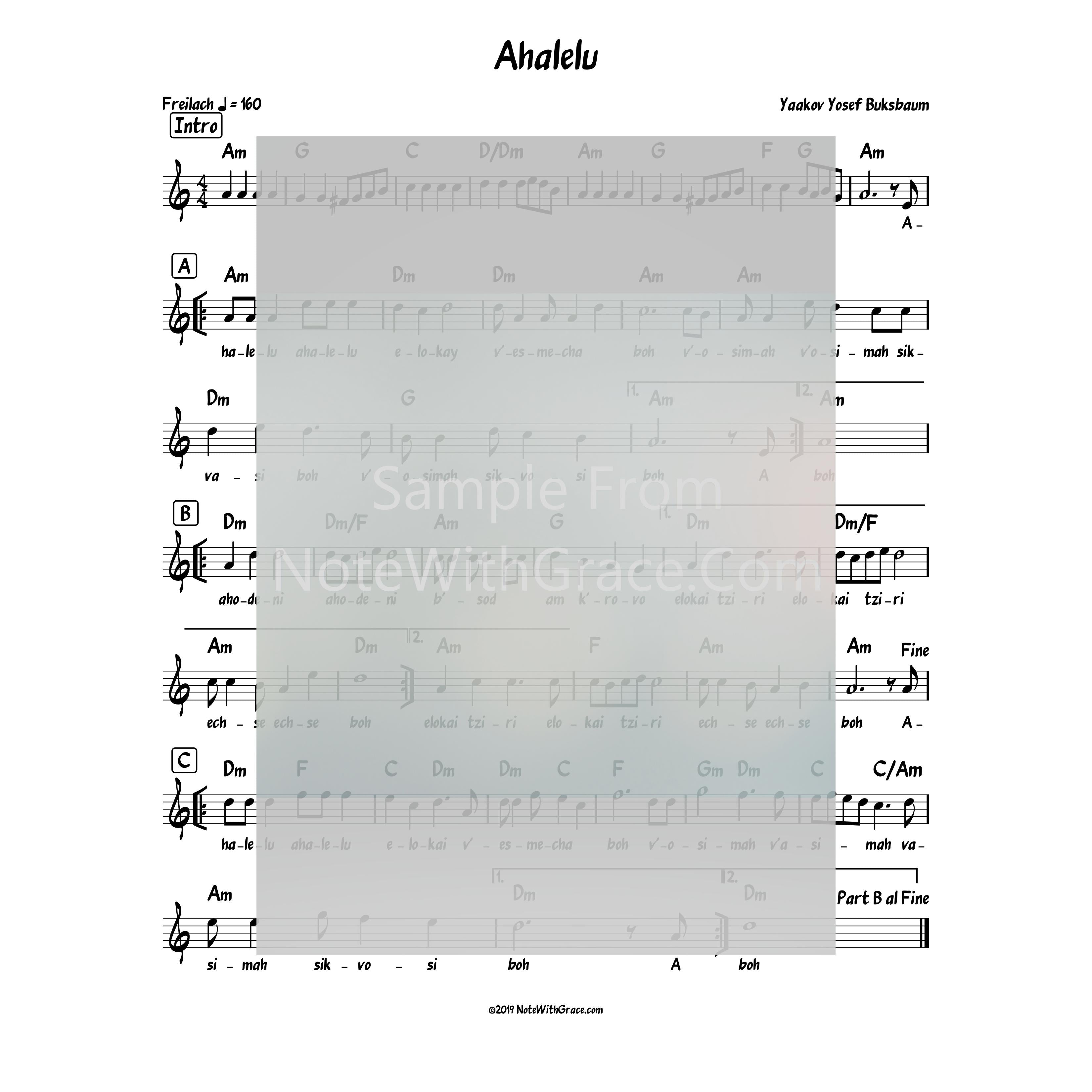 Ahalelu Lead Sheet (Skver)-Sheet music-NoteWithGrace.com
