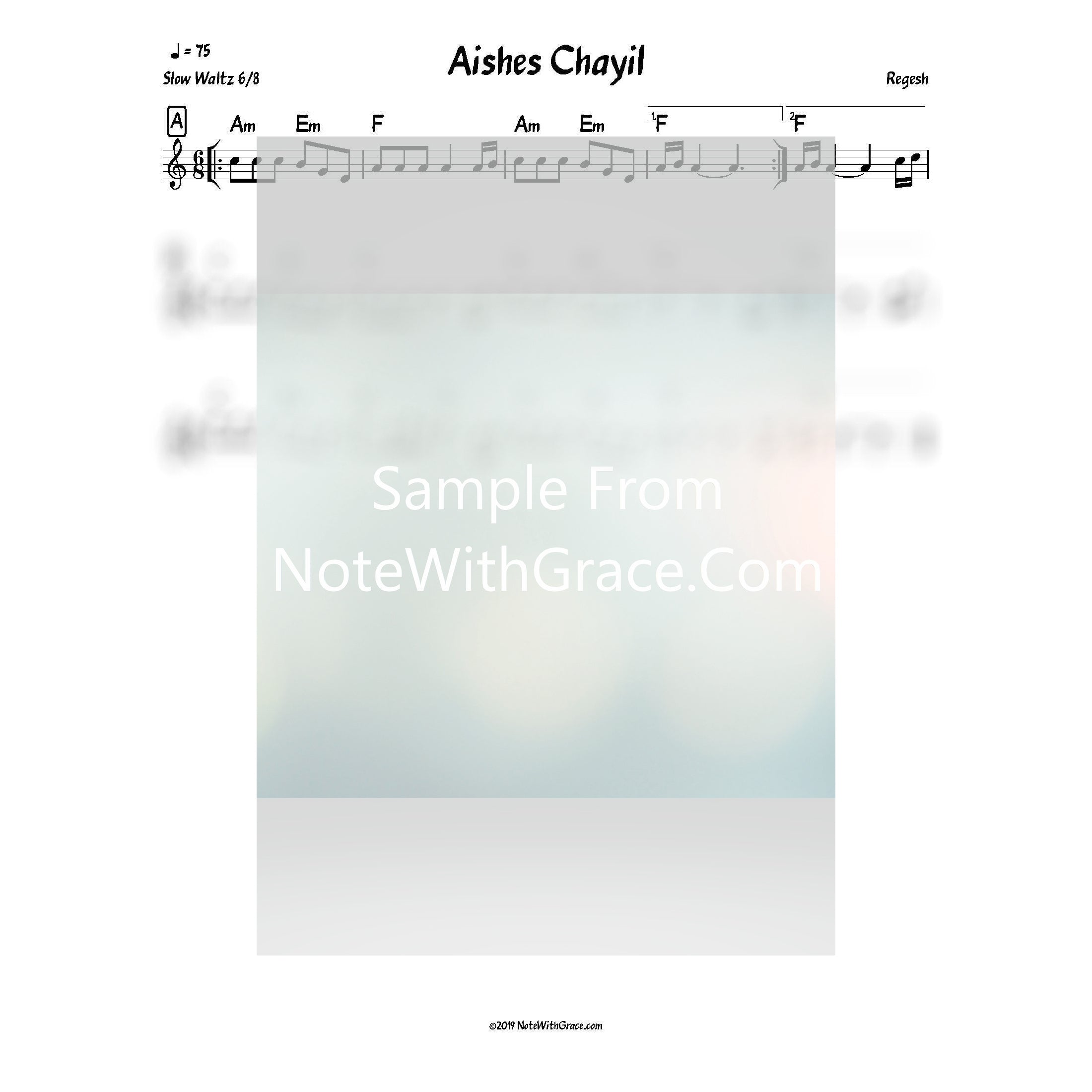 Aishes Chayil Lead Sheet (Abish Brodt) Album: Regesh Gold-Sheet music-NoteWithGrace.com