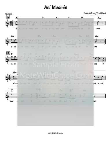 Ani Maamin Lead Sheet (Joseph Gross - Traditional)-Sheet music-NoteWithGrace.com