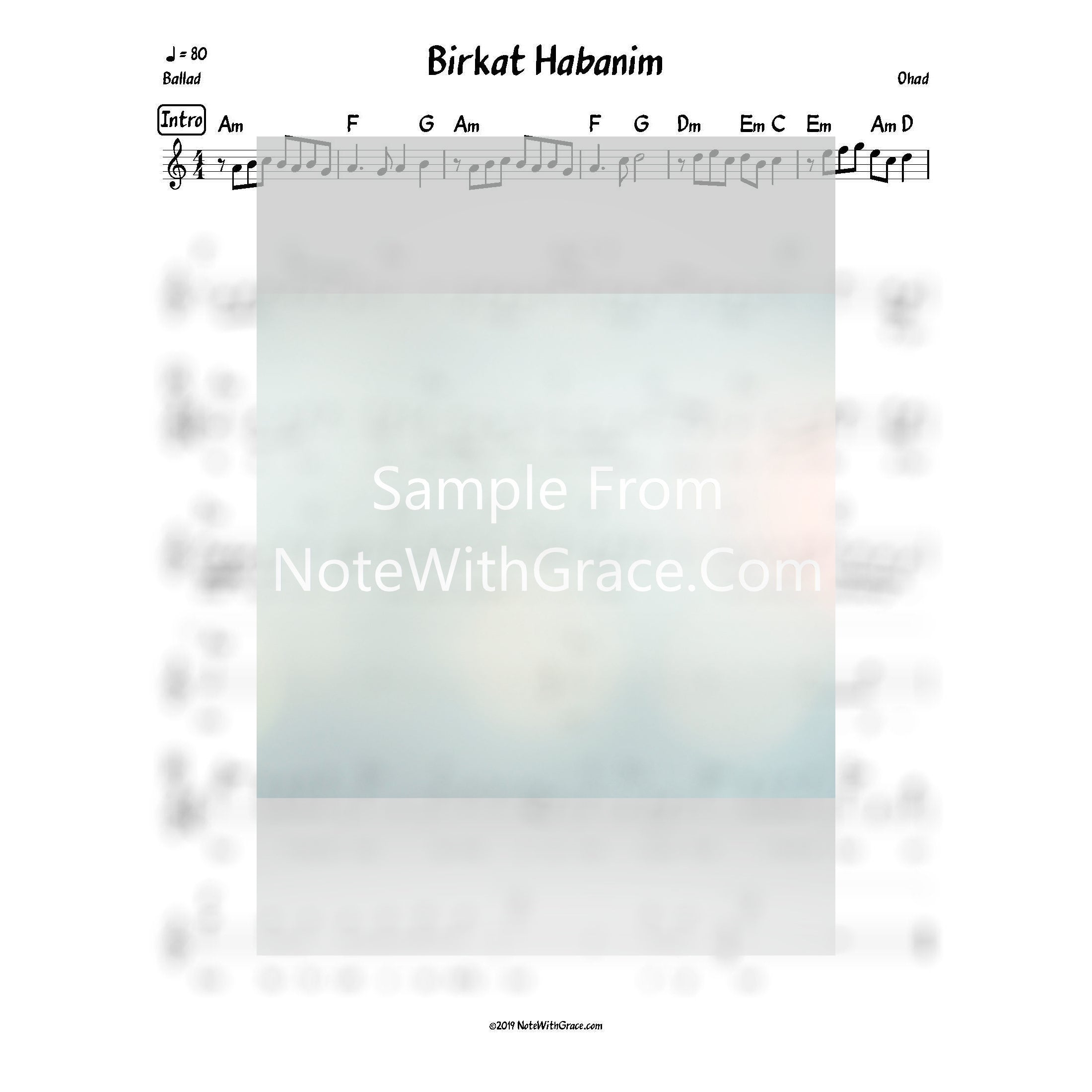 Birkat Habonim (Ohad Moskowitz) Album: Echad Yachid Umyuchad-Sheet music-NoteWithGrace.com