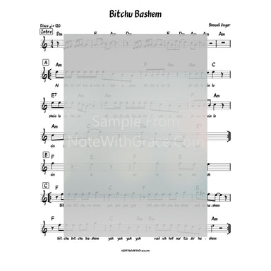 Bitchu Bashem Lead Sheet (Shmueli Ungar) Single: 2018-Sheet music-NoteWithGrace.com