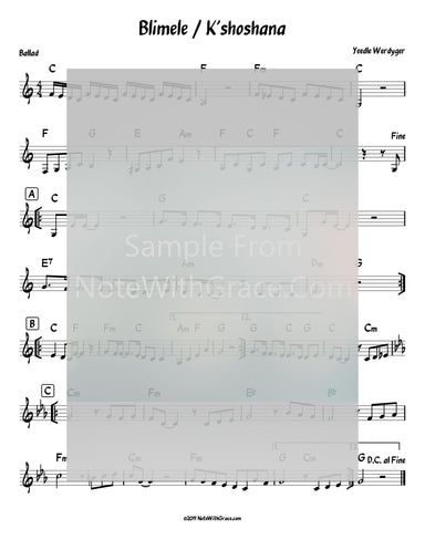 K'shoshana - Blimele Lead Sheet (Yeedle Werdyger)-Sheet music-NoteWithGrace.com