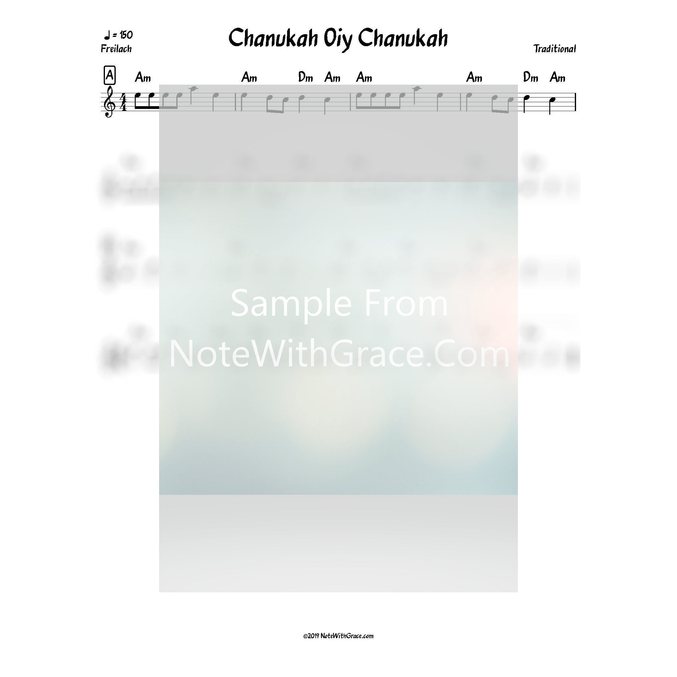 Chanukah Oiy Chanukah Lead Sheet (Traditional Chanukah)-Sheet music-NoteWithGrace.com