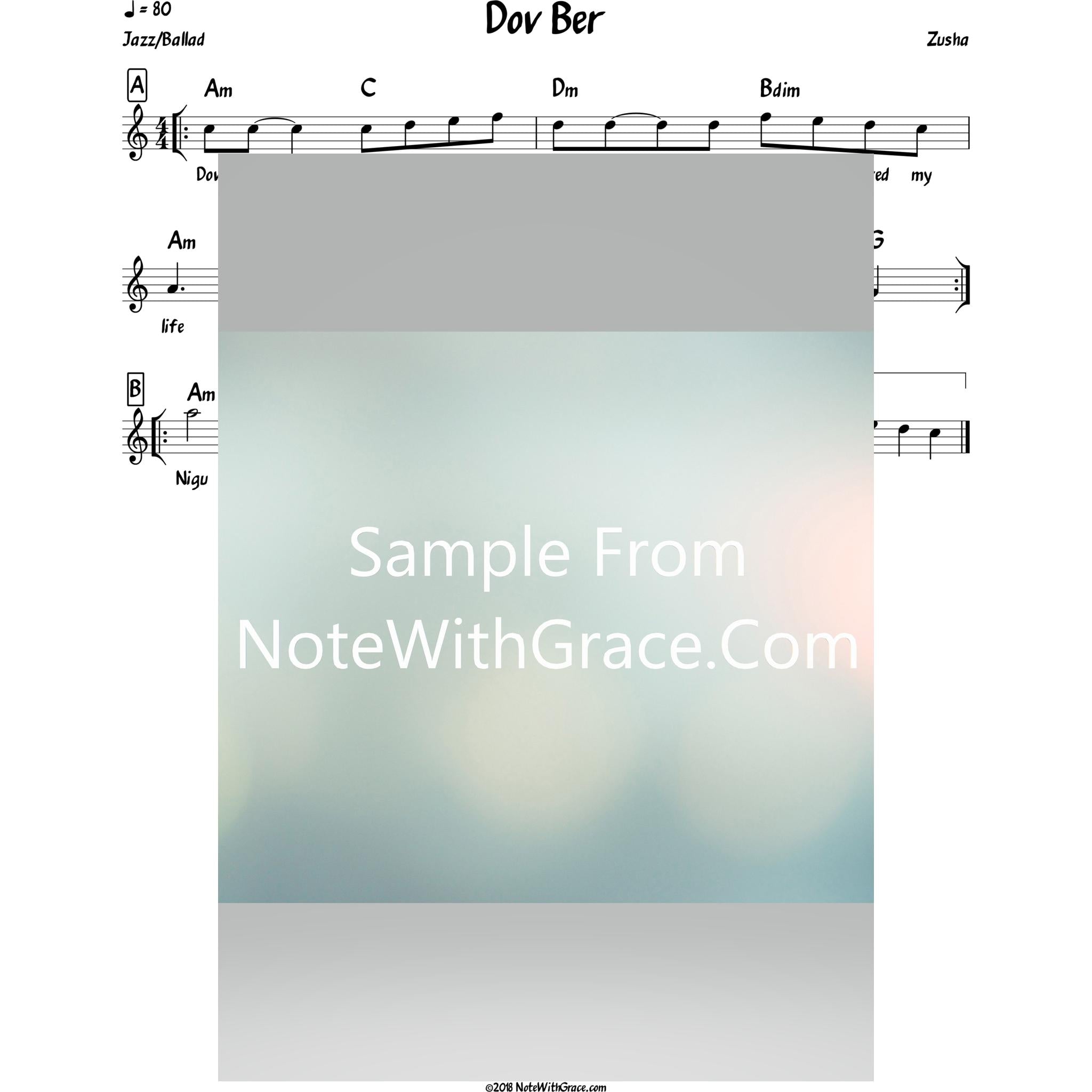 Dov Ber Lead Sheet (Zusha) Album: Joshua Tree Part 2-Sheet music-NoteWithGrace.com