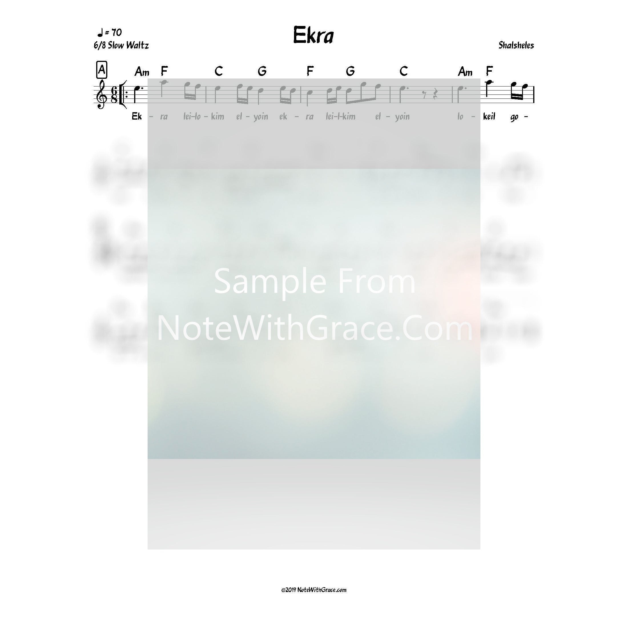 Ekra Lead Sheet (Shalsheles) Shalsheles Junior Released 2005-Sheet music-NoteWithGrace.com