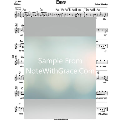 Emes Lead Sheet (Yaakov Schwekey)-Sheet music-NoteWithGrace.com