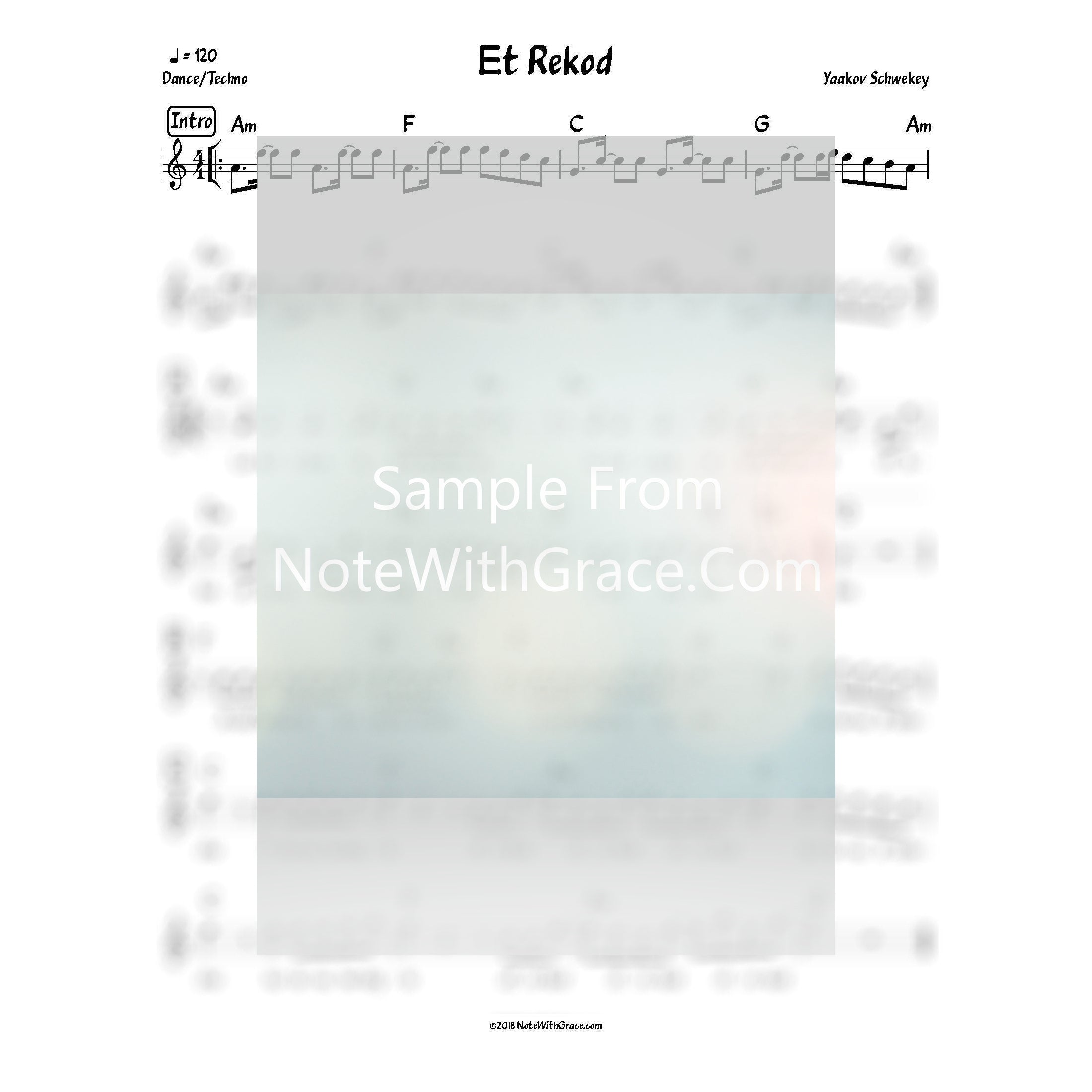 Et Rekod Lead Sheet (Yaakov Schwekey) Kolot 2014-Sheet music-NoteWithGrace.com