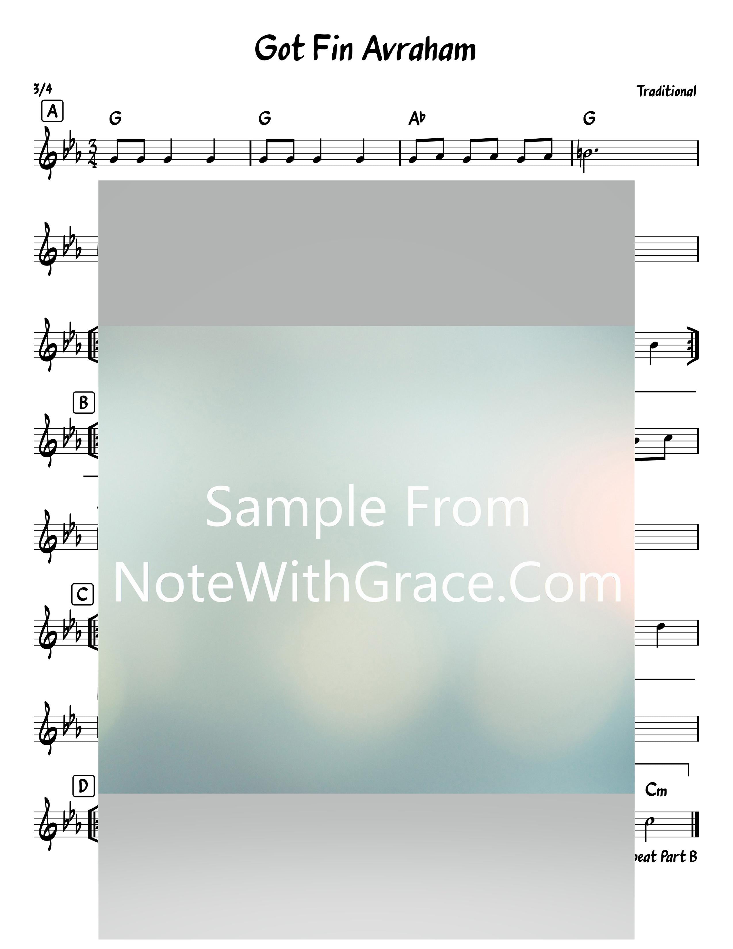 Got Fin Avaraham - גאט פון אברהם Lead Sheet (Traditional)-Sheet music-NoteWithGrace.com