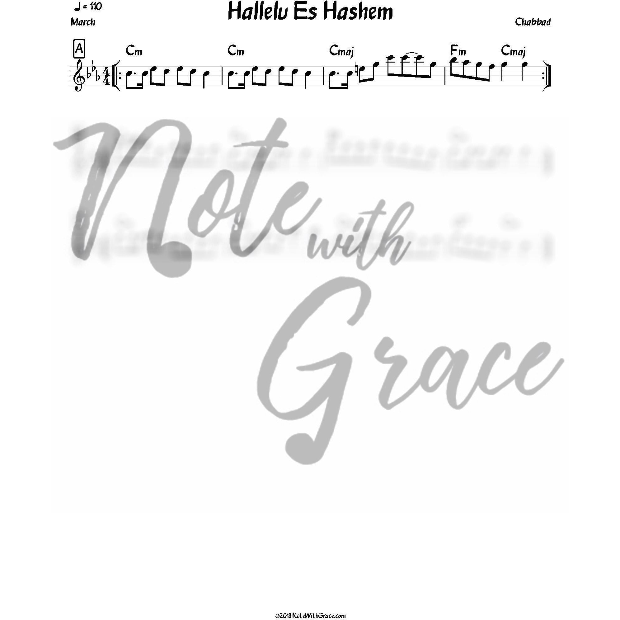 Hallelu Es Hashem Lead Sheet (Chabad)-Sheet music-NoteWithGrace.com