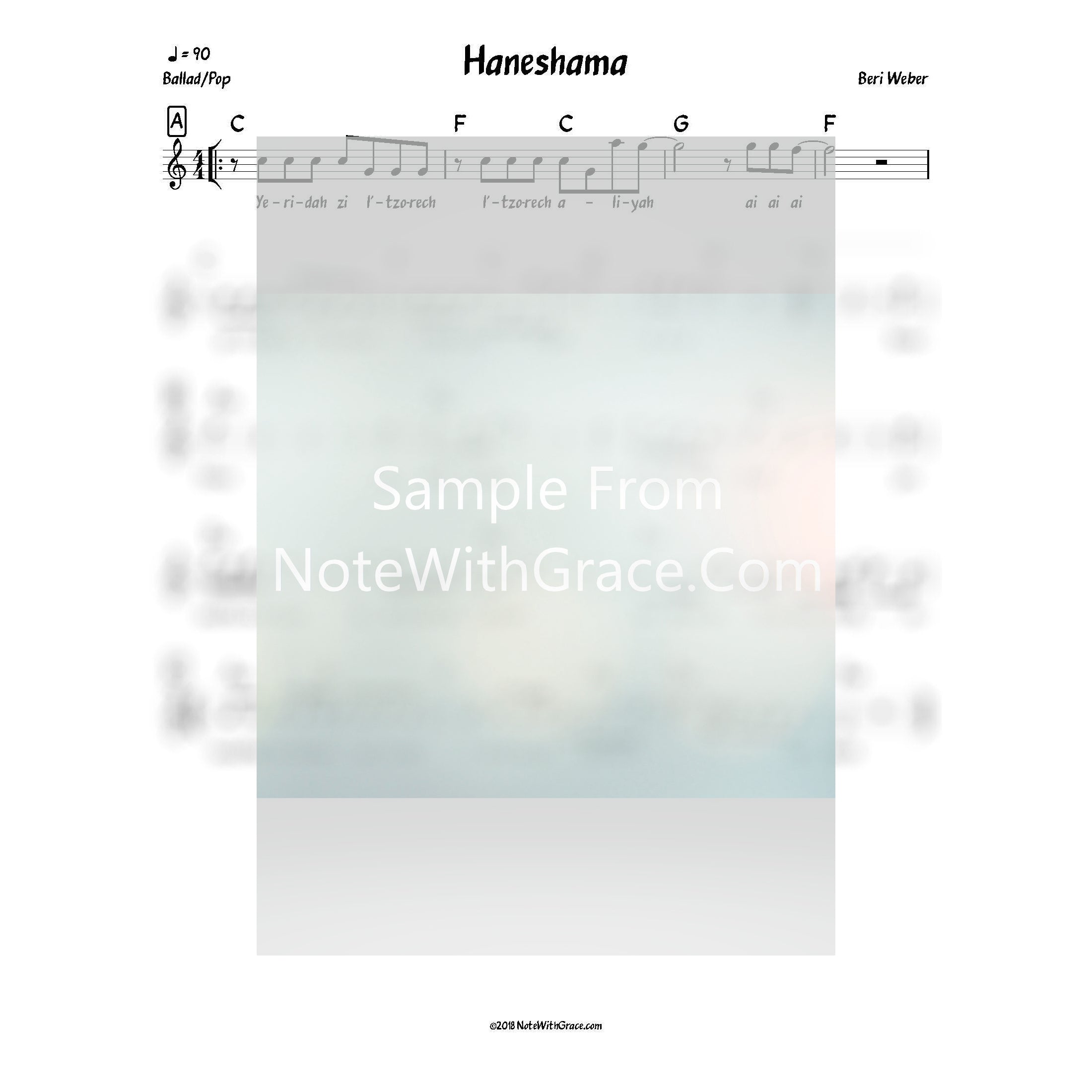 Haneshama Lead Sheet (Beri Weber) Album: Thank You Hashem Released 2014-Sheet music-NoteWithGrace.com