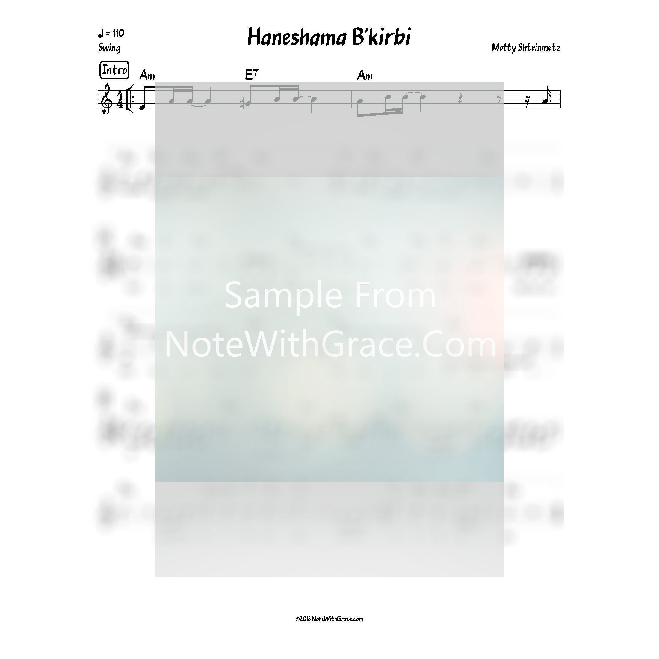 Kol Z'man Shehaneshama B'kirbi Lead Sheet (Motty Steinmetz) Album: Haneshama Bekirbi-Sheet music-NoteWithGrace.com
