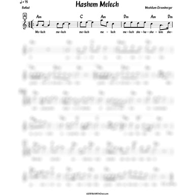 Hashem Melech Lead Sheet (Meshilem Greenberger)-Sheet music-NoteWithGrace.com