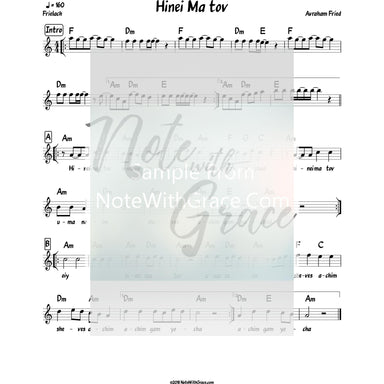 Hinei Ma Tov Lead Sheet (Avraham Fried) Album: Aderaba 2010-Sheet music-NoteWithGrace.com