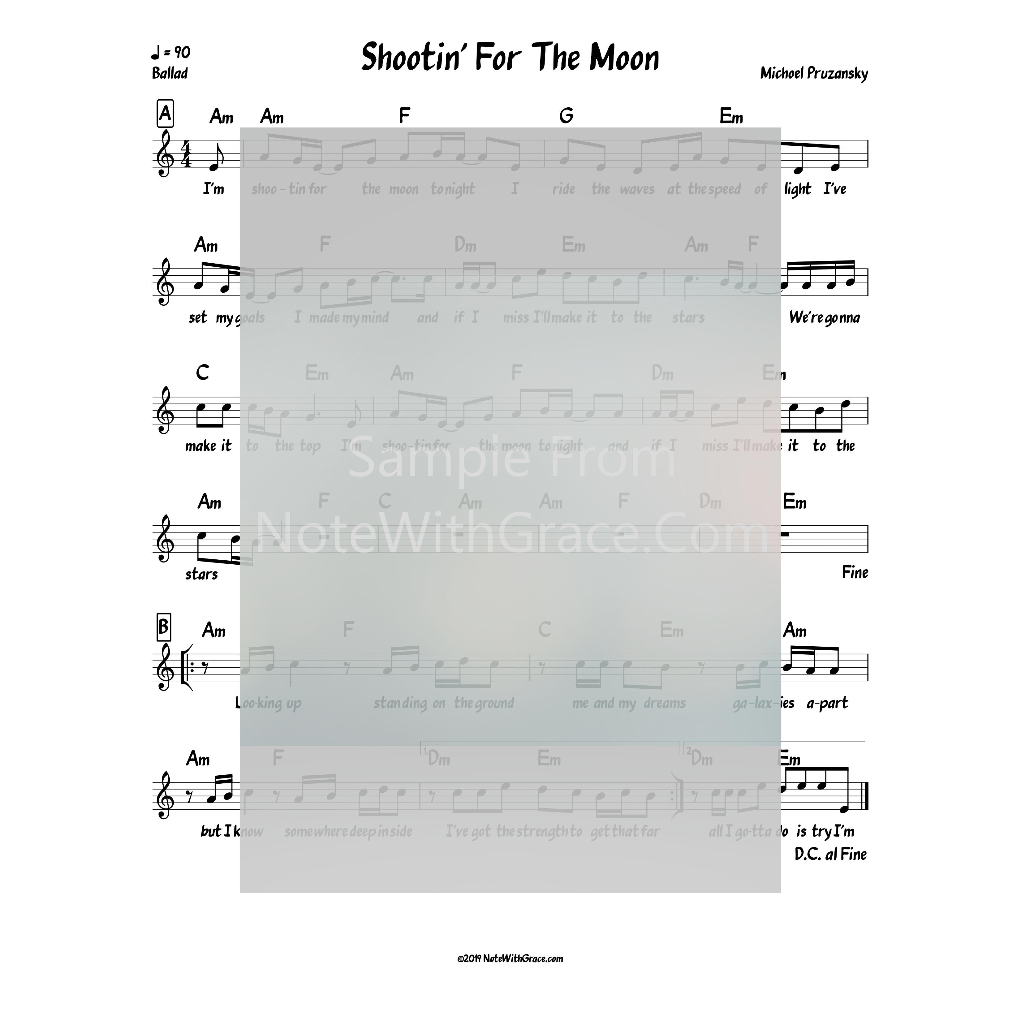 Shootin' For The Moon Tonight Lead Sheet (Michoel Pruzansky) Shootin' for the Moon-Sheet music-NoteWithGrace.com
