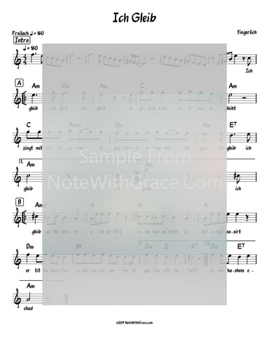 Ich Gleib Lead Sheet (Yingerlach) Album: Yingerlich Released 2018-Sheet music-NoteWithGrace.com