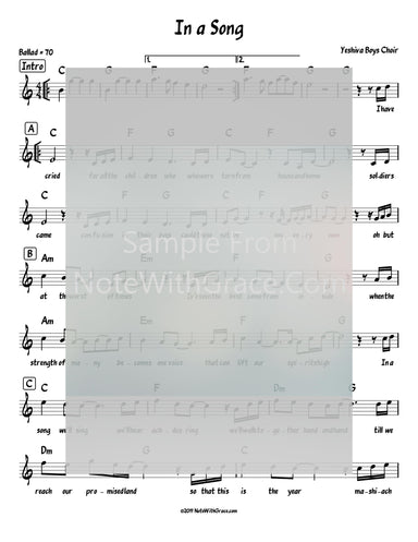 In A Song Lead Sheet (YBC/Yeshiva Boys Choir) Album: YBC III - Shabichi 2010-Sheet music-NoteWithGrace.com