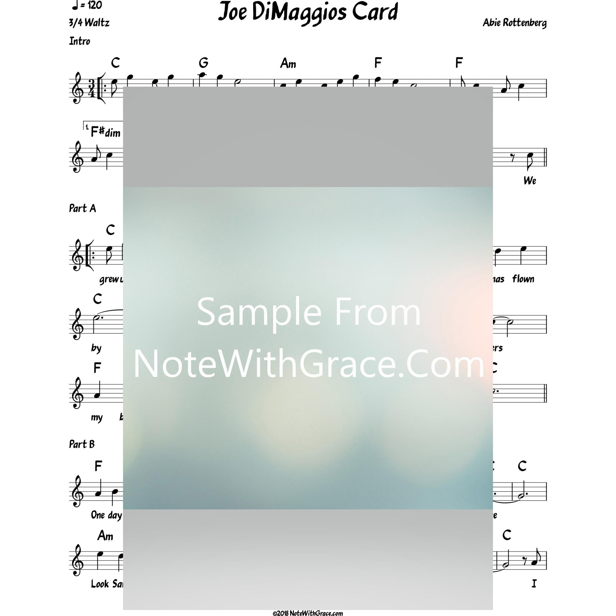 Joe DiMaggios Card Lead Sheet (Abie Rottenberg)-Sheet music-NoteWithGrace.com