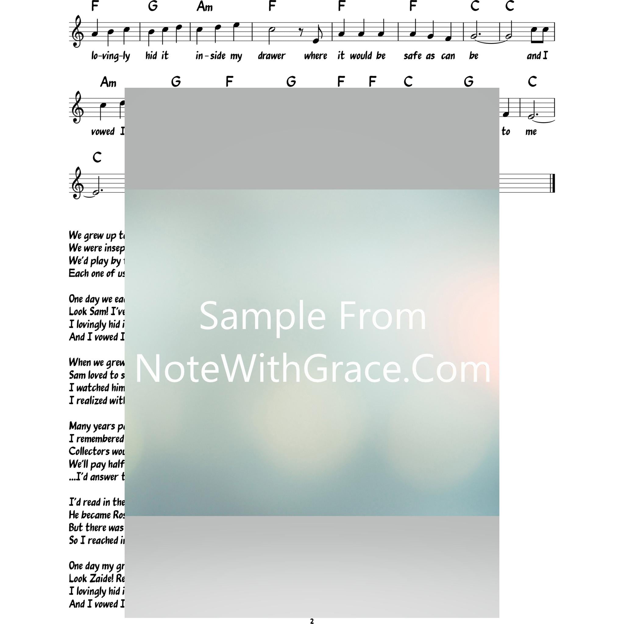 Joe DiMaggios Card Lead Sheet (Abie Rottenberg)-Sheet music-NoteWithGrace.com