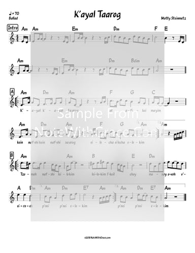 K'ayal Ta'arog Lead Sheet (Motty Steinmetz) Single 2015-Sheet music-NoteWithGrace.com
