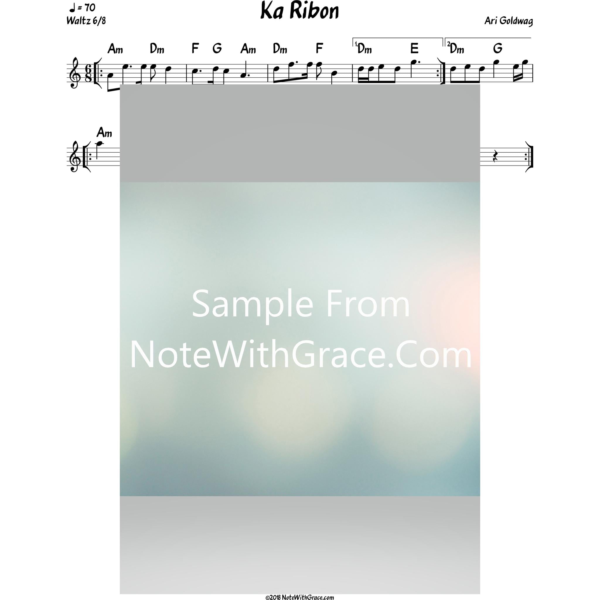 Ka Ribon Lead Sheet (Ari Goldwag)-Sheet music-NoteWithGrace.com