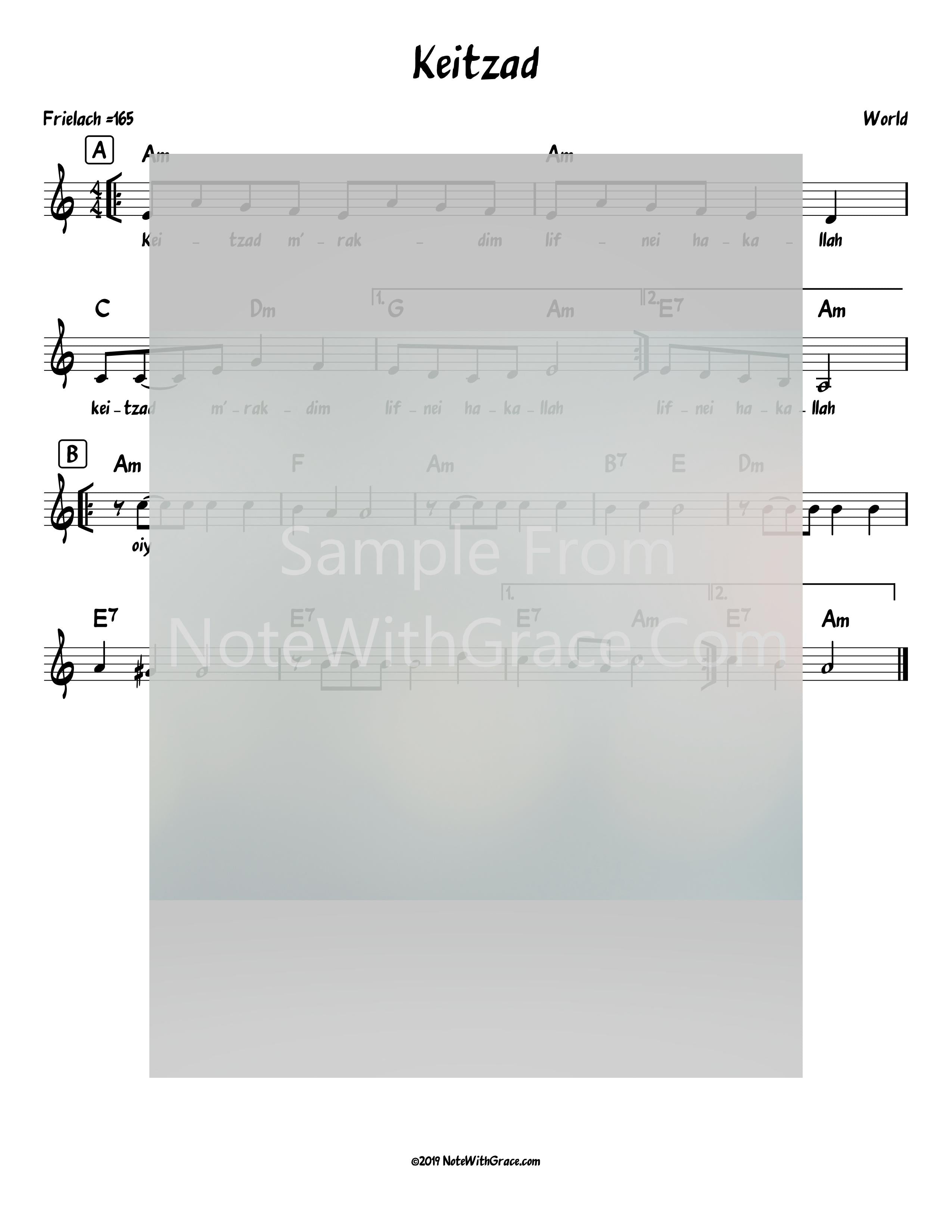 Keitzad Merakdim Lead Sheet (World)-Sheet music-NoteWithGrace.com