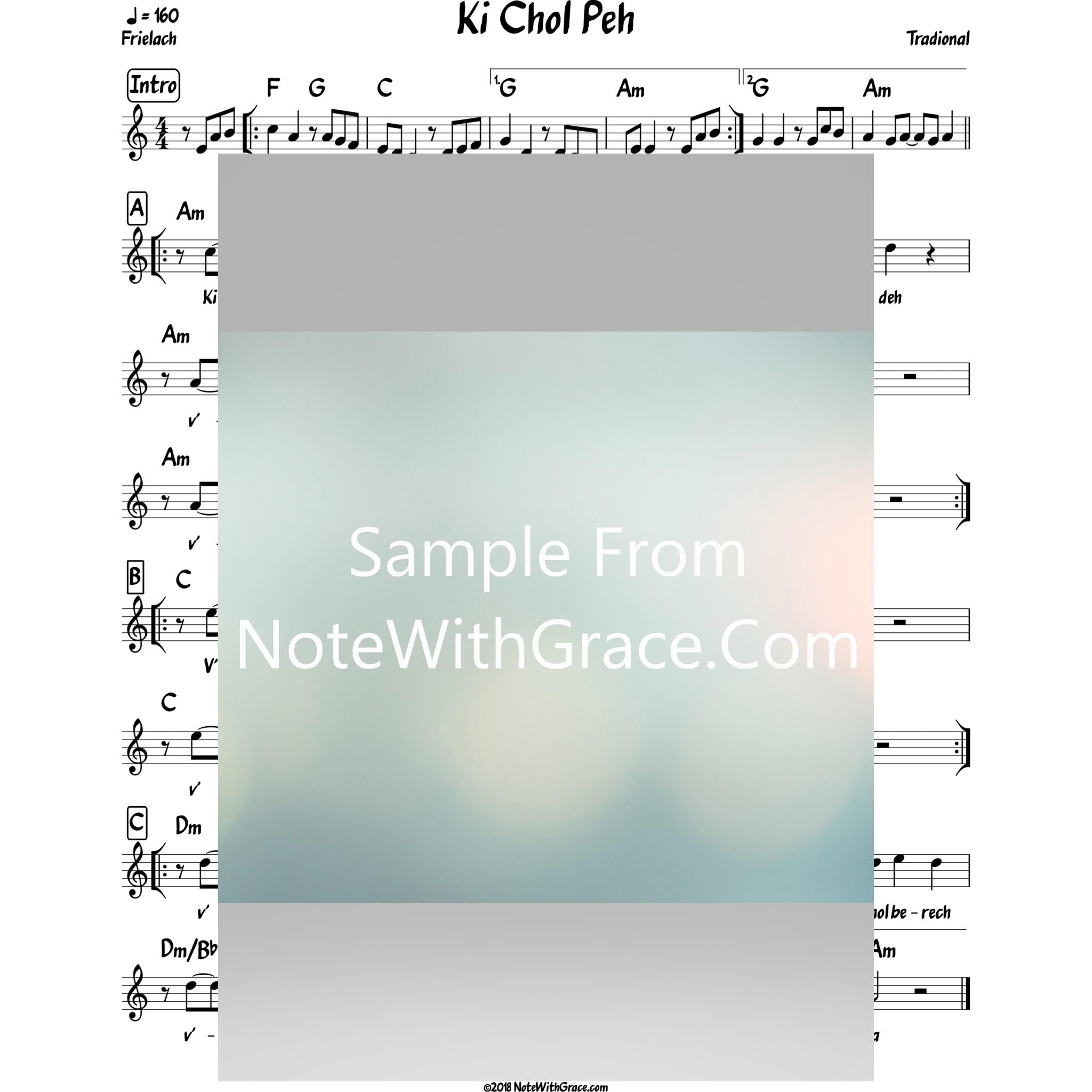 Ki Chol Peh Lead Sheet (Tradional)-Sheet music-NoteWithGrace.com