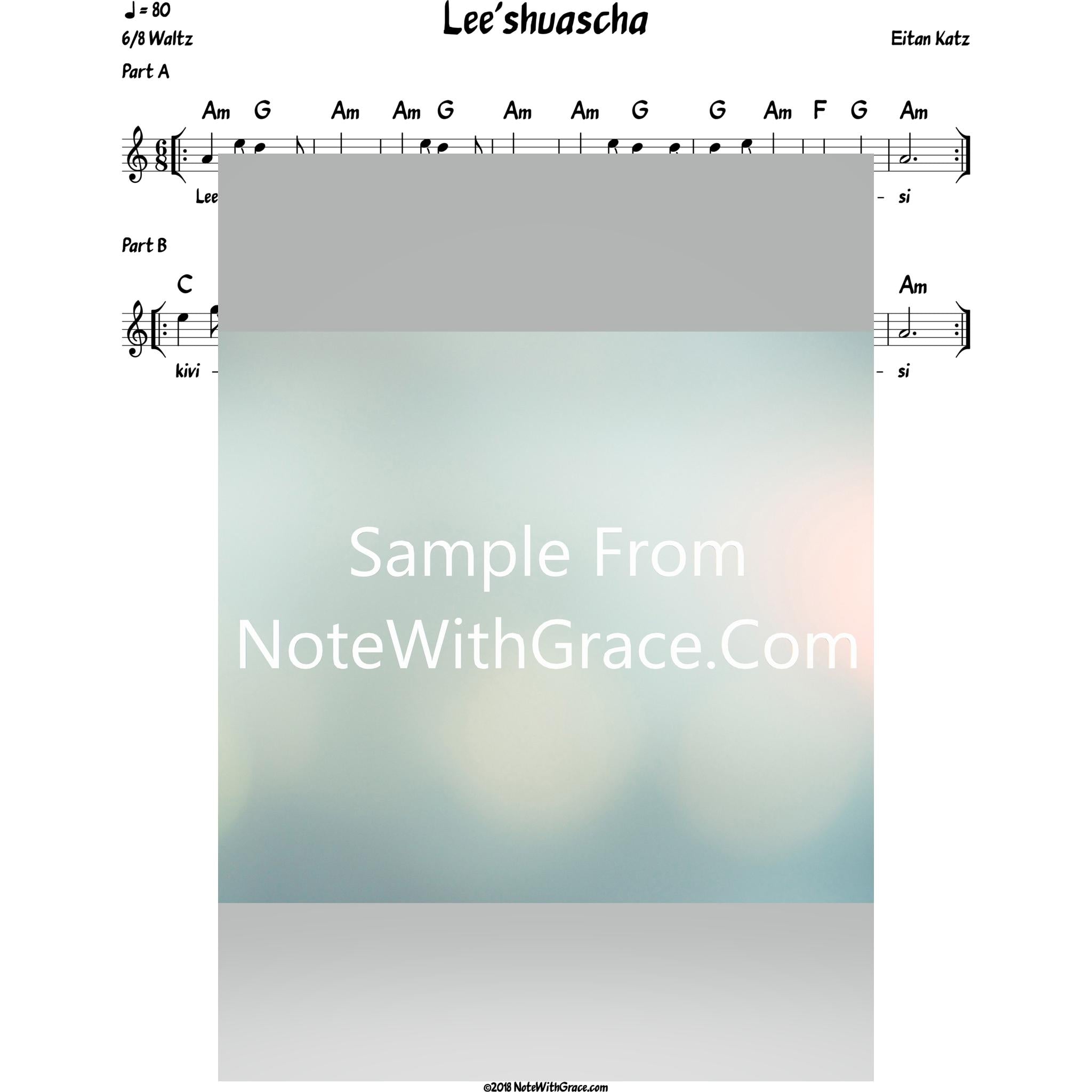 Lee'shuascha Lead Sheet (Eitan Katz)-Sheet music-NoteWithGrace.com