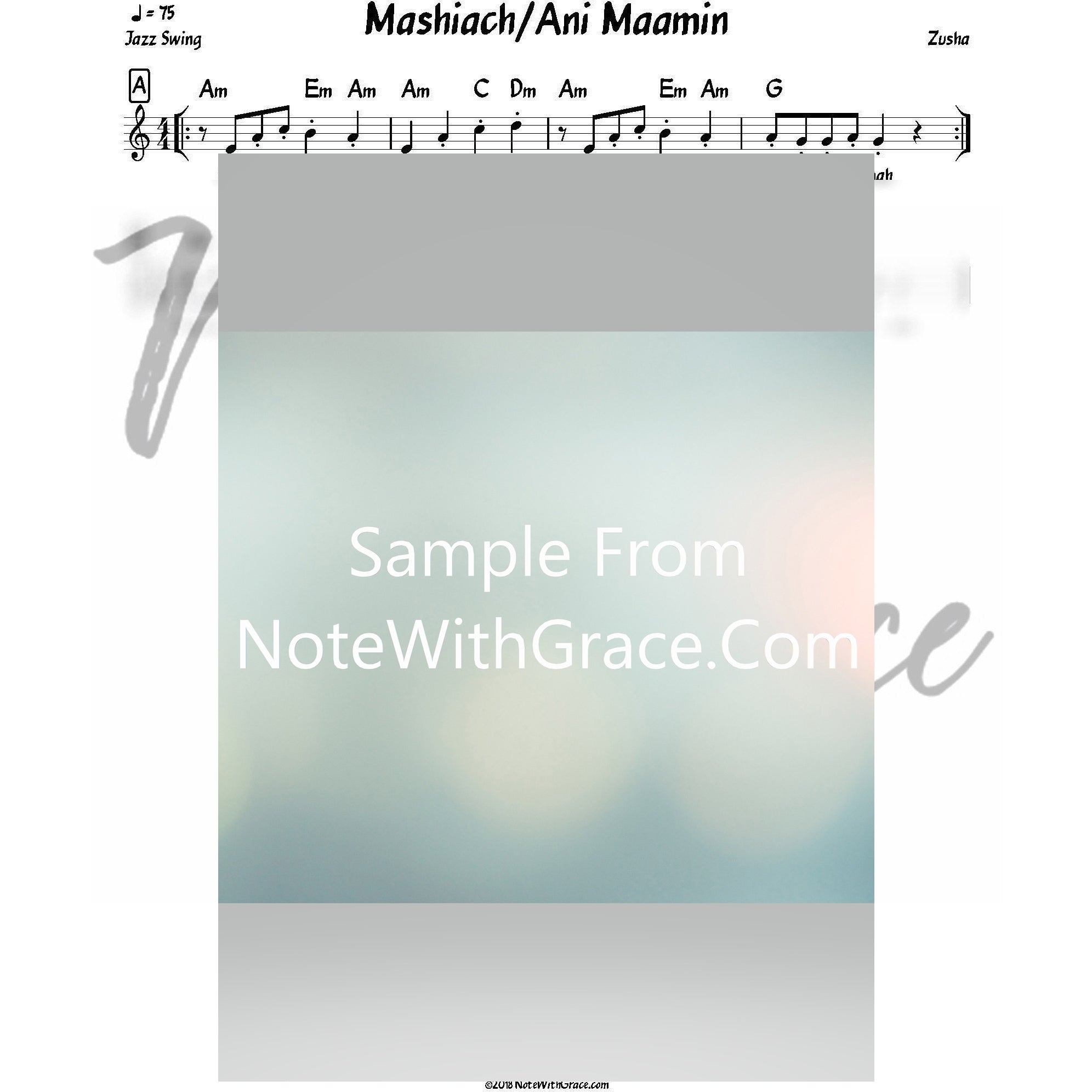 Mashiach/Ani Maamin Lead Sheet (Zusha) Album: Kavanah-Sheet music-NoteWithGrace.com