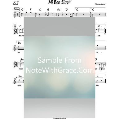 Mi Bon Siach Lead Sheet (Simchah Leiner) Album: Merakeid-Sheet music-NoteWithGrace.com