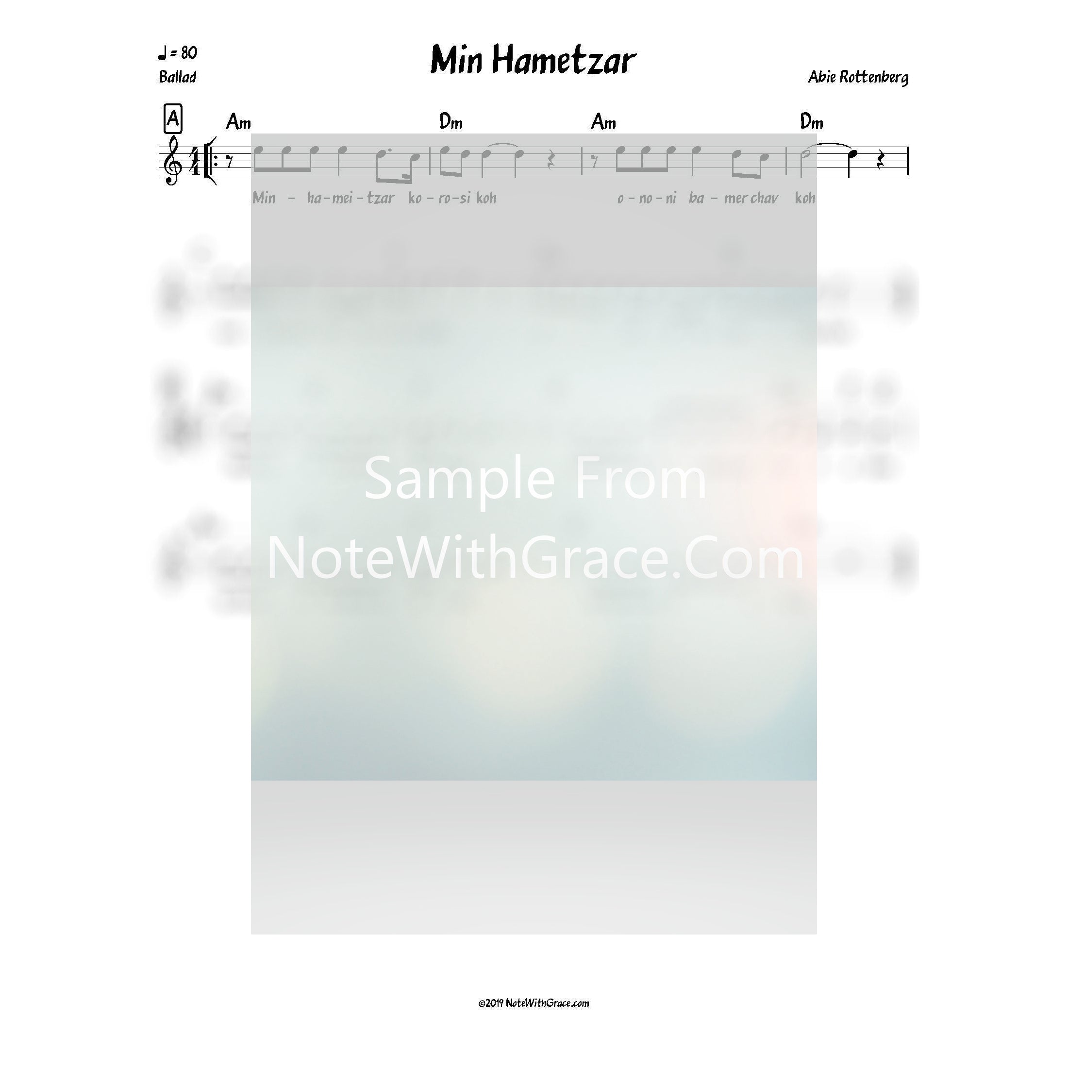 Min Hametzar Lead Sheet (Abie Rottenberg) Album: D'veikus 6 Released: 2010-Sheet music-NoteWithGrace.com