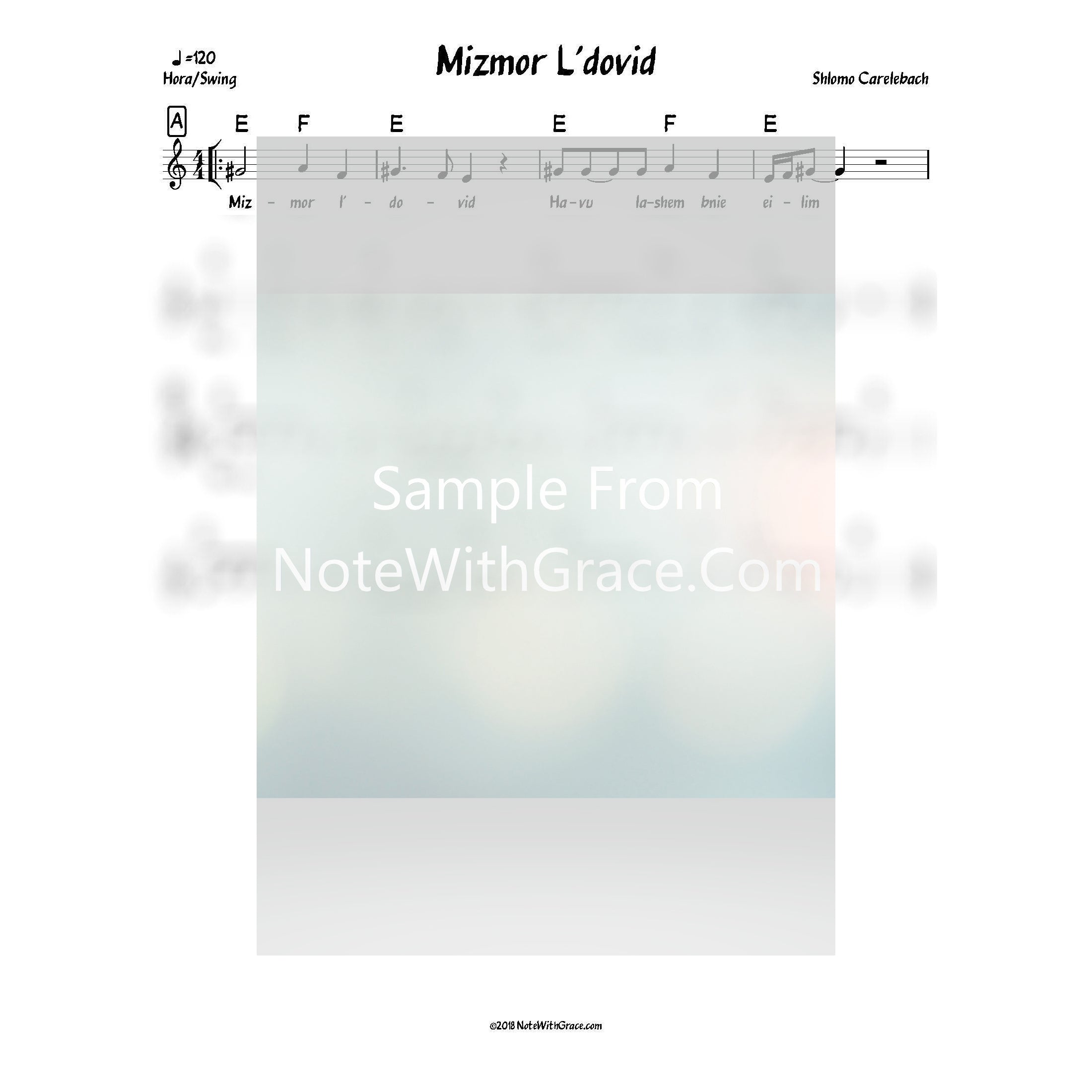 Mizmor L'dovid Lead Sheet (Shlomo Carlbach)-Sheet music-NoteWithGrace.com