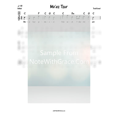 Ma'oz Tzur Lead Sheet (Traditional Chanukah)-Sheet music-NoteWithGrace.com