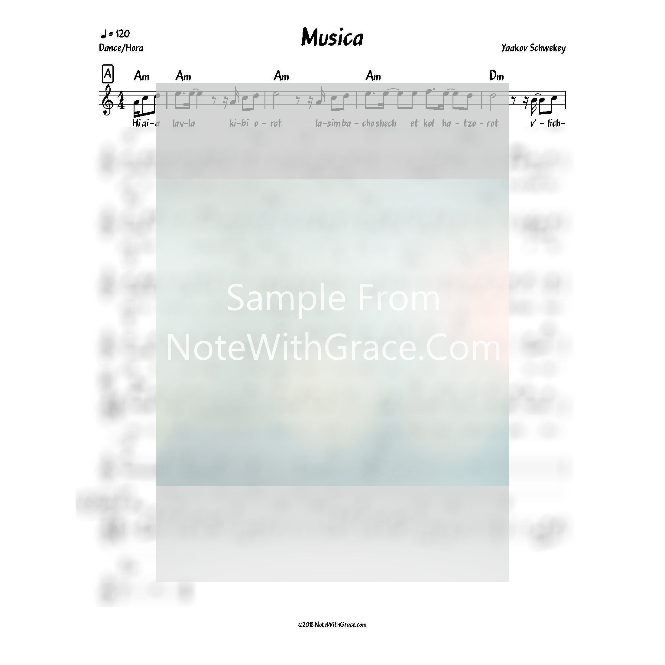 Musica Lead Sheet (Yaakov Schwekey) Album: Musica-Sheet music-NoteWithGrace.com