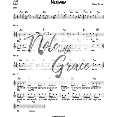 Neshama Lead Sheet (Shloimy Gertner) Album: Minchah Released 2017-Sheet music-NoteWithGrace.com