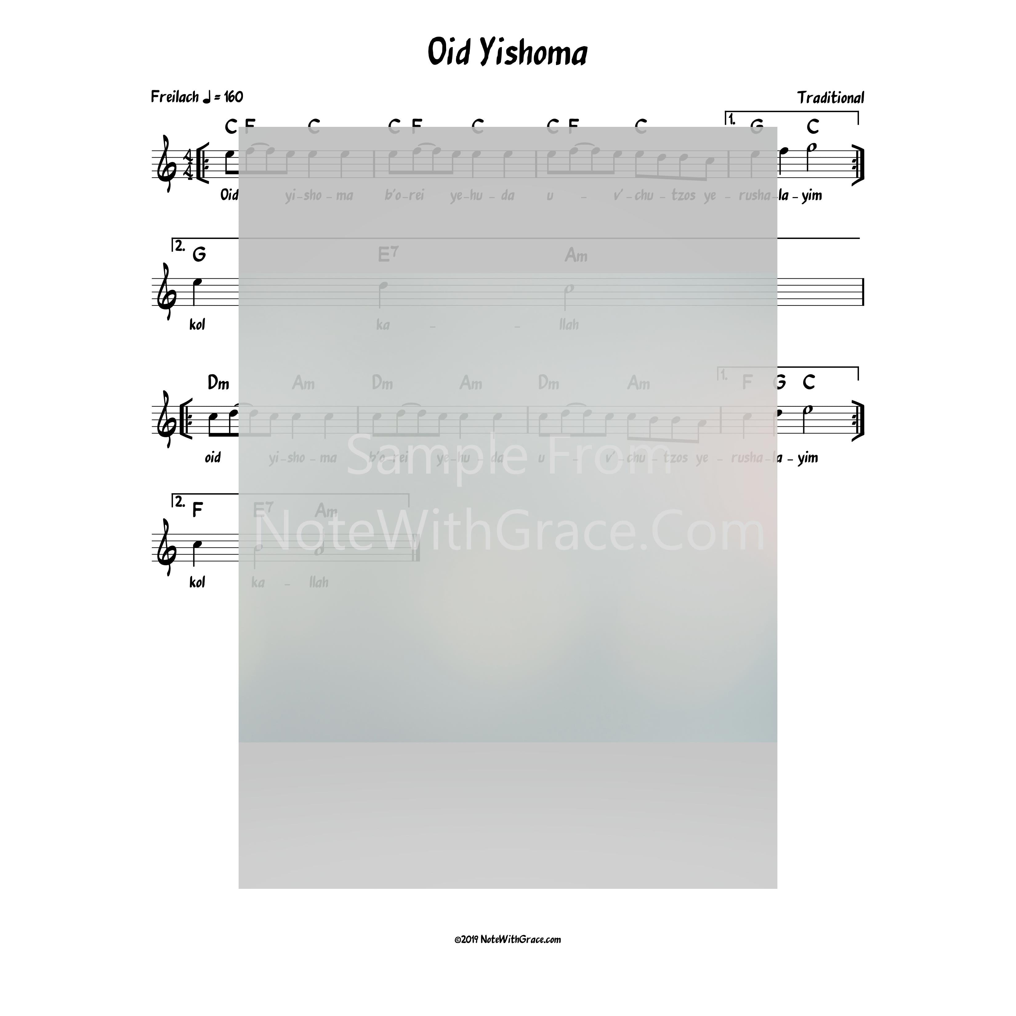 Od Yishoma Lead Sheet (Traditional)-Sheet music-NoteWithGrace.com