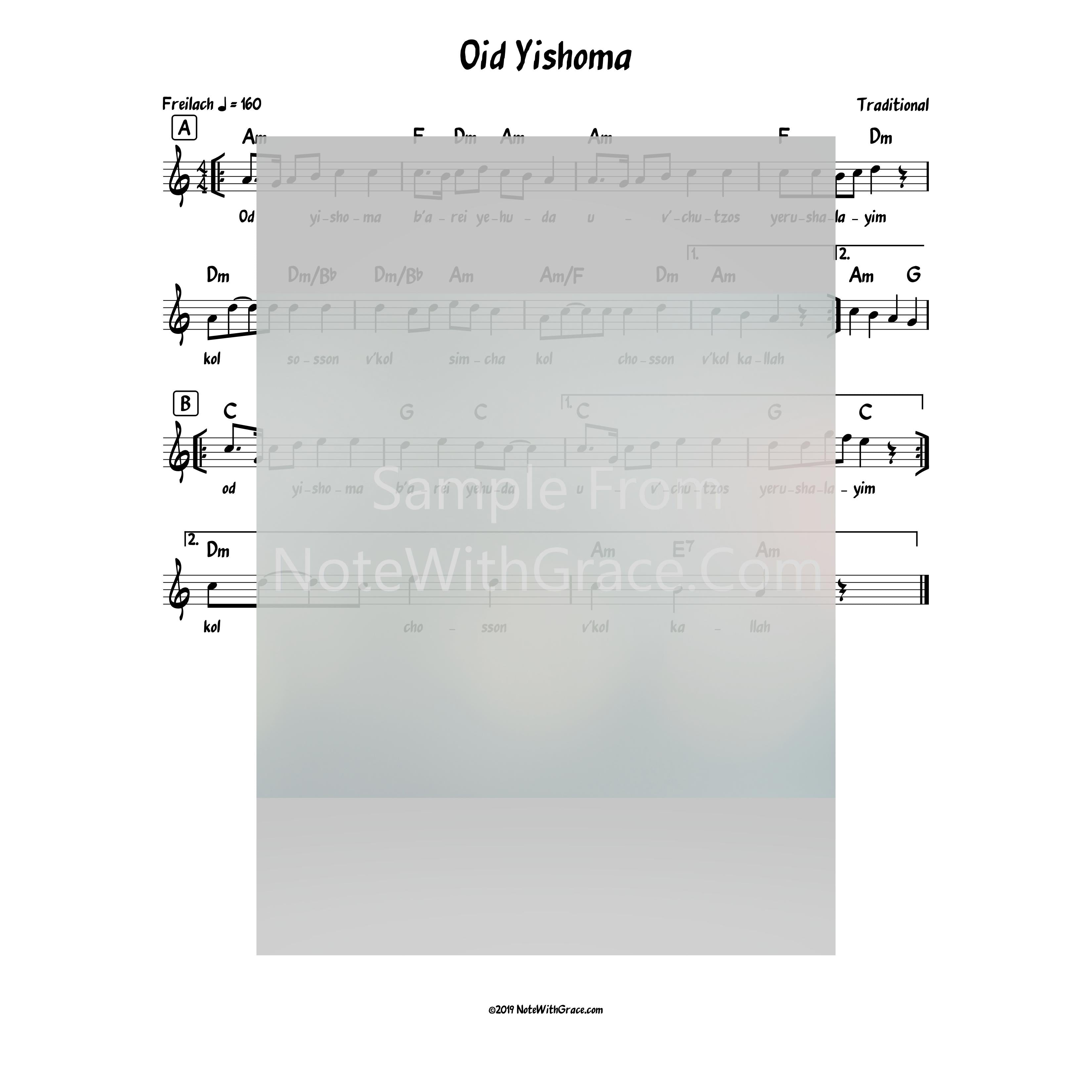Od Yishoma Lead Sheet (Traditional)-Sheet music-NoteWithGrace.com
