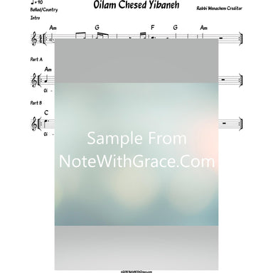 Olam Chesed Yibaneh Lead Sheet (Rabbi Menachem Creditor)-Sheet music-NoteWithGrace.com