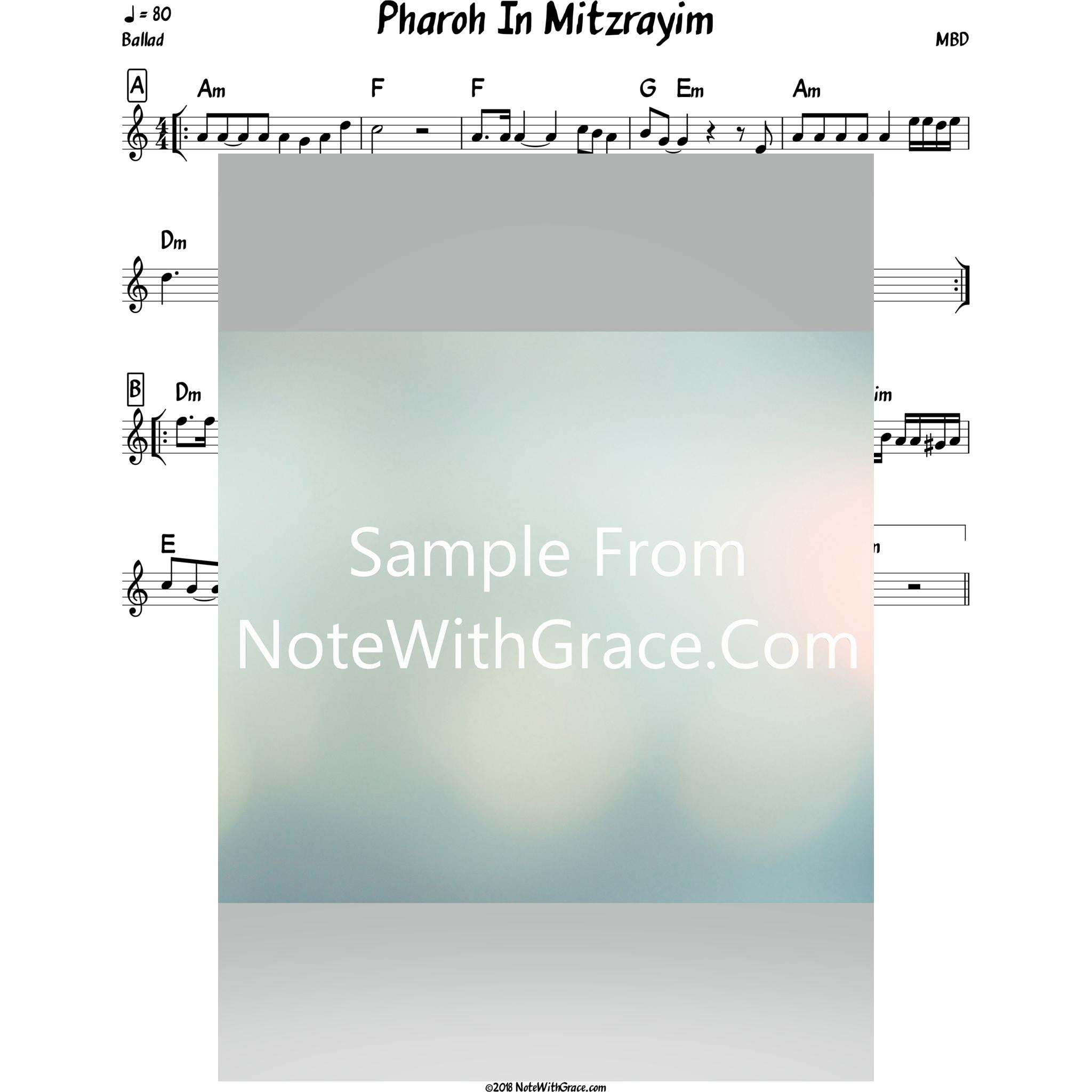 Pharoh In Mitzrayim Lead Sheet (MBD) Album: The Yiddish Collection 2007-Sheet music-NoteWithGrace.com