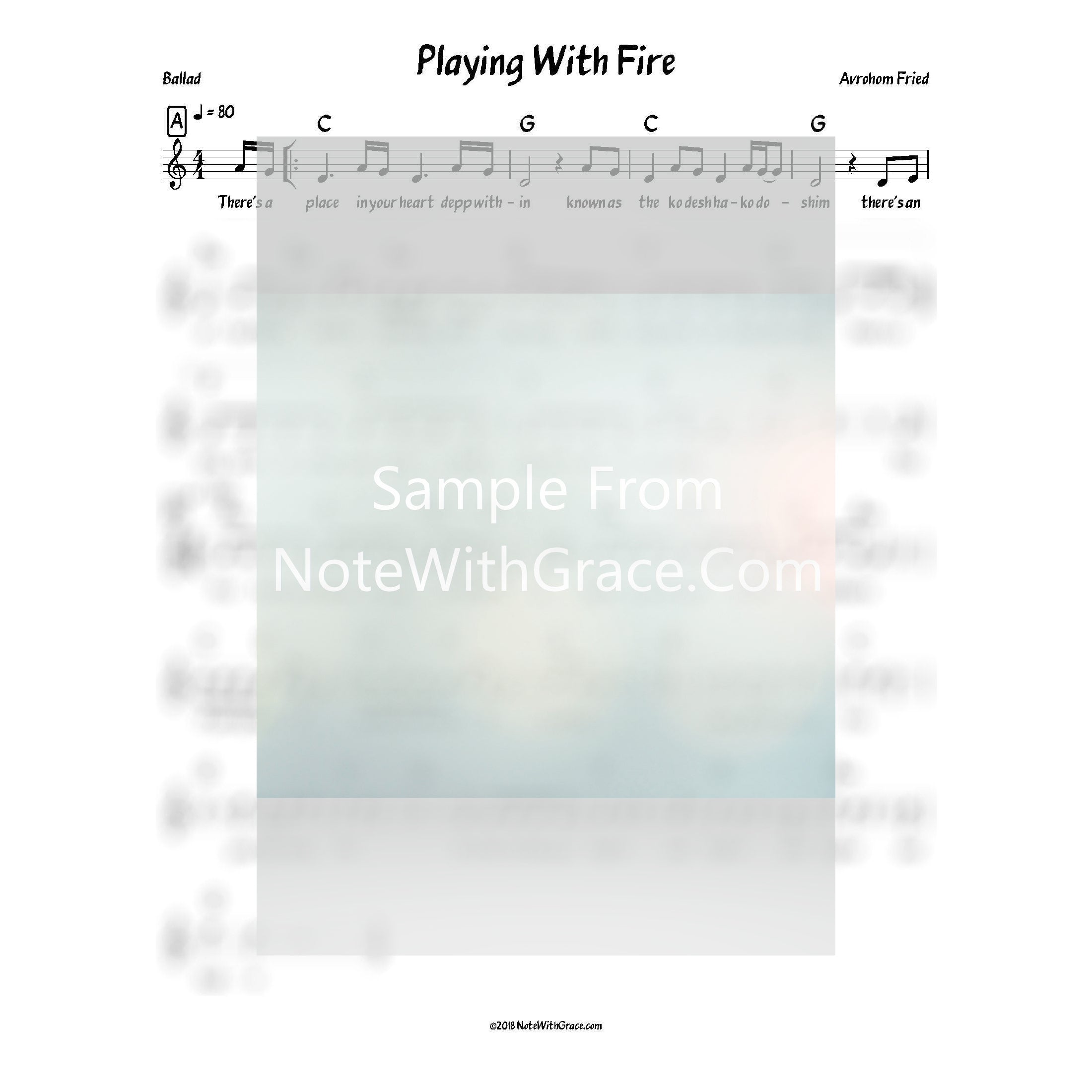 Playing With Fire Lead Sheet (Avraham Fried) Album: Bring The House Down 2016-Sheet music-NoteWithGrace.com